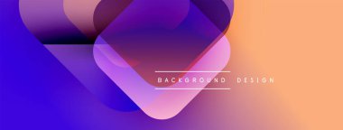 Soyut gradyan şekiller örtüşüyor ve canlı bir görsel etki yaratıyor. Renkler mordan turuncuya dönüşüyor. Metin arkaplan tasarımı okur.