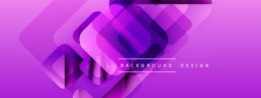 Soyut mor geometrik şekiller dinamik arkaplan yaratır. Modern tasarım katmanlı kareler, gradyanlar, pürüzsüz geçişler.