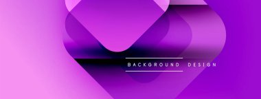 Soyut mor arkaplan. Üst üste binen şekiller dinamik görsel efekt yaratır. Sancaklar ve sunumlar için modern tasarım uygun.