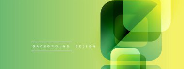 Soyut geometrik şekiller örtüşüyor, canlı yeşil, sarı bir eğim yaratıyor. Arkaplan ve sunumlar için uygun modern tasarım.