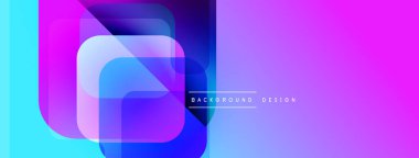 Soyut geometrik şekiller çakışıyor. Canlı mavi, mor renkler modern tasarım yaratır. En küçük metin arkaplan amacını gösterir.