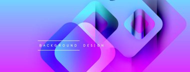 Soyut geometrik şekiller, canlı mor, mavi gradyanlar. Modern tasarım elementleri dinamik görsel doku oluşturur. Arkaplan dijital sanatı öneriyor.
