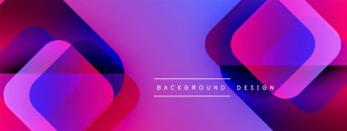 Soyut geometrik şekiller örtüşüyor, canlı mor, mavi ve pembe renkler yaratıyor. Modern tasarım arka planlar, pankartlar, sunumlar için uygun.
