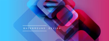 Soyut geometrik şekiller örtüşüyor, canlı renk eğimleri yaratıyor. Mor, pembe ve mora dönüşüyor. Metin arkaplan tasarımı okur.