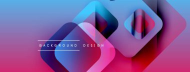 Soyut geometrik şekiller örtüşür, canlı bir değişim etkisi yaratır. Mavi, pembe, mor renkler kompozisyona hakim. Modern tasarım ögesi.
