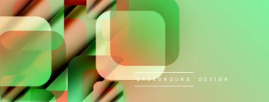 Soyut geometrik şekiller örtüşüyor, canlı renk eğimleri yaratıyor. Modern tasarım elementleri dinamik görsel deneyim önerir.