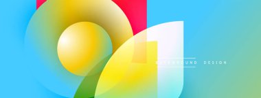 Soyut canlı tasarım, üst üste binen renkli şekiller. Gradyan renkler dinamik görsel efekt yaratır. Modern estetik, temiz kompozisyon.