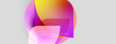 Soyut, canlı şekiller örtüşüyor, dinamik, renkli bir arkaplan oluşturuyor. Metin, arkaplan tasarımını eğrilerin altında okur.