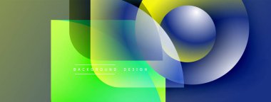 Soyut geometrik şekiller, canlı renklerin karışımı. Modern tasarım elementleri dinamik görsel deneyimler yaratır. Yumuşak eğimler, çakışan biçimler.