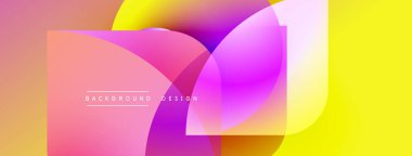 Soyut renkli şekiller çakışıyor. Gradyan renkler harmanlanarak, dinamik görsel efekt yaratır. Arka planlar için modern tasarım ögesi.
