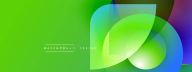 Parlak yeşil arkaplan, soyut örtüşen şekiller içerir. Canlı renkler harmanlanarak, dinamik görsel efekt yaratır. Metin arkaplan tasarımı okur.