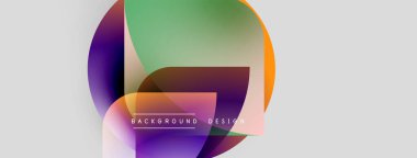 Soyut geometrik şekiller örtüşüyor, canlı renk eğimleri yaratıyor. Modern tasarım öğeleri yenilik, akıcılık, dinamizm öneriyor. Arkaplan özellikleri ince doku.