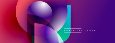 Soyut gradyan şekiller örtüşür ve canlı bir görüntü yaratır. Modern tasarım elementleri dinamik enerjiyi, pürüzsüz geçişleri önerir.