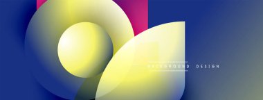 Soyut renkli tasarım. Üst üste binen şekiller dinamik görsel efekt yaratır. Gradyan renkler pürüzsüz ve modern estetikle harmanlanır.