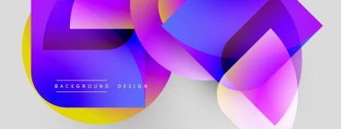 Soyut renkli şekiller örtüşür, dinamik görsel efekt yaratır. Gradyan renkler harmanlanır, modern arkaplan tasarımı oluşturulur.