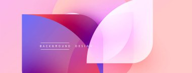Soyut şekiller örtüşüyor, canlı gradyanlar yaratıyor. Pembe, mor, mavi renkler kusursuz bir şekilde harmanlanır. Arka planlar için modern tasarım ögesi.