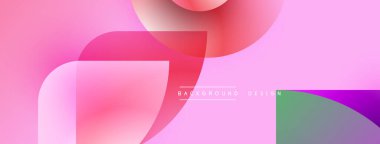 Soyut pembe arka plan. Üst üste binen şekiller dinamik görsel efekt yaratır. Modern tasarım elementleri pürüzsüz eğimler sunar.