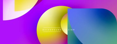 Soyut canlı katmanlar örtüşüyor. Mor, sarı, mavi renkler modern tasarım yaratır. Metin arka plan tasarımı okur. Pürüzsüz geçişler görsel ahenk sunar.