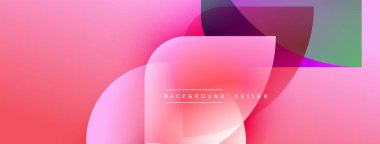 Soyut pembe eğimli arkaplan. Üst üste binen şekiller dinamik görsel efekt yaratır. Modern tasarım ögeleri pürüzsüz geçişler sunar.