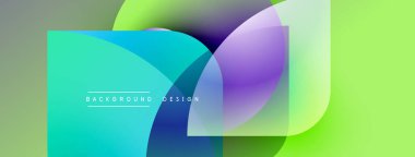 Soyut renkli şekiller çakışıyor. Gradyan renkler dinamik görsel efekt yaratır. Arkaplan ve sunumlar için modern tasarım ögesi.