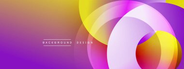 Soyut renkli katmanlar dinamik görsel efekt yaratır. Gradyan mor, pembe ve sarı renkleri harmanlıyor. Arka planlar için modern tasarım ögesi.