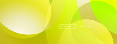 Soyut sarı arkaplan. Üst üste binen daireler modern, canlı bir tasarım yaratıyor. Basit şekiller, pürüzsüz eğimler temiz estetik sunar.