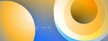 Soyut renkli arkaplan. Üst üste binen daireler dinamik görsel efekt yaratır. Gradyan renkler düzgün bir şekilde harmanlanarak modern estetik sunuyor..