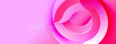 Soyut pembe tasarım. Üst üste binen daireler dinamik görsel akış yaratır. Gradyan renkler modern estetik sunuyor. Minimalist stil.