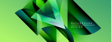 Soyut yeşil tasarım dinamik şekiller, gradyanlar içerir. Modern bileşim görsel ilgi yaratıyor, uygun arkaplan ögesi.