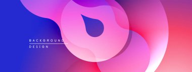 Soyut sıvı şekilleri canlı renkleri harmanlar. Gradyan geçişler modern, dinamik görsel efektler yaratır. Yumuşak kıvrımlar hareketi, derinliği gösterir.