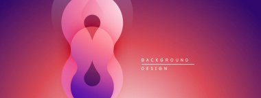 Soyut tasarım özellikleri üst üste binen daireler, farklı renkler. Pembe, mor renkler modern görsel etki yaratır. Yumuşak geçişler kompozisyona hakim..