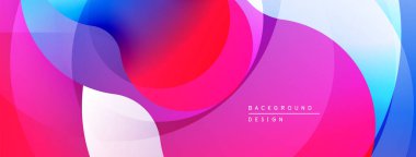 Soyut sıvı şekiller, canlı renklerin karışımı. Pembe, kırmızı, mavi renkler dinamik kompozisyon yaratır. Modern tasarım ögesi.