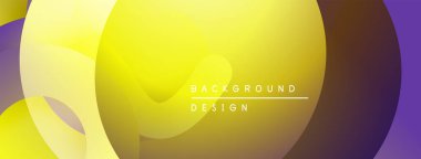 Soyut sarı, mor renkler. Üst üste binen daireler dinamik görsel efekt yaratır. Arka planlar için modern tasarım ögesi.