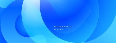Soyut mavi arkaplan. Üst üste binen şekiller dinamik görsel efekt yaratır. Yumuşak eğimler modern estetik sunar.