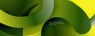 Eğri şekilleri üst üste bindiren soyut arkaplan özellikleri. Renkler sarıdan koyu yeşile dönüşür. Modern tasarım, pürüzsüz eğimler.