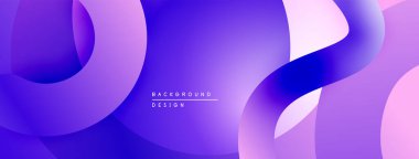 Soyut sıvı şekilleri, mor renkler baskın gelir. Gradyan renkler düzgün bir şekilde karışır ve dinamik görsel akış yaratır. Modern tasarım ögesi.