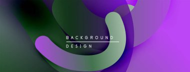 Soyut katmanlar, mor renkler baskın gelir. Akan şekilli modern tasarım, değişim etkisi. Minimalist estetik, metin örtüsü mevcut.