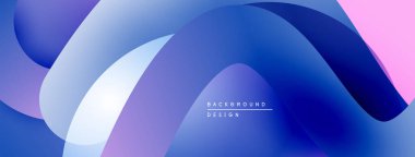 Soyut sıvı şekiller, canlı mavi mor renkler. Modern tasarım, gradyan arka plan. Minimalist estetik, dinamik kompozisyon.