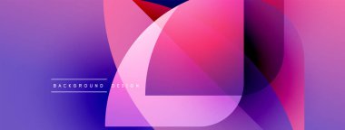 Soyut renkli tasarım. Üst üste binen şekiller canlı bir görsel etki yaratır. Gradyan renkler pürüzsüz ve modern estetikle harmanlanır.