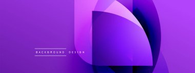 Soyut mor tasarım üst üste binen geometrik şekiller içerir. Gradyan renkler dinamik görsel efekt yaratır. Mevcut en küçük metin.