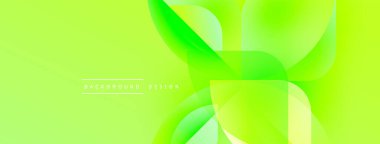 Parlak yeşil soyut arka plan. Üst üste binen şekiller dinamik görsel efekt yaratır. Dijital projeler için modern tasarım.