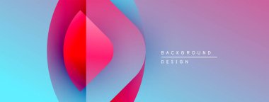 Soyut tasarım özellikleri üst üste binen renkli şekiller. Renkler kırmızı, mavi, mor karışımı modern görsel efekt yaratır..