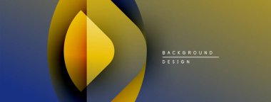 Soyut tasarım özellikleri üst üste binen katmanlar, gradyanlar. Sarı, mavi, gri tonlar dinamik görsel efekt yaratır. Modern arkaplan ögesi.