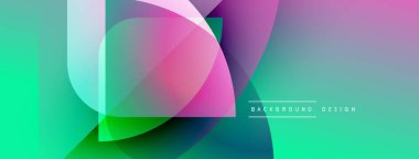 Soyut gradyanlar çakışıyor ve canlı bir görsel etki yaratıyor. Modern tasarım elementleri akıcılık, enerji ve yenilik önerir.