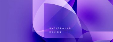 Soyut mor dizayn, üst üste binen şekiller, gradyanlar. Dijital projeler ve sunumlar için modern arkaplan ideali.