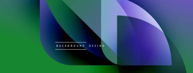 Soyut gradyanlar örtüşür ve dinamik görsel efekt yaratır. Yeşil, mavi, mor renkler düzgün bir şekilde harmanlanır. Modern tasarım ögesi.