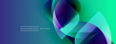 Soyut sıvı şekilleri örtüşür, canlı mavi, mor, yeşil gradyan yaratır. Arkaplan ve sunumlar için modern tasarım ögesi.