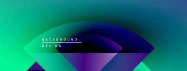 Soyut gradyanlar dinamik şekiller oluştururlar. Metin arka plan tasarımı okur. Canlı deniz mavisi, mor renkler baskın bileşim. Modern estetik.