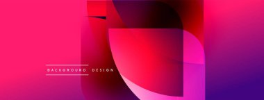 Soyut, enerjik bir arkaplan. Üst üste binen şekiller dinamik görsel efekt yaratır. Gradyan renkler düzgün bir şekilde harmanlanarak modern estetik sunuyor.