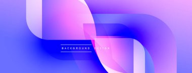 Soyut sıvı şekilleri mor, mavi renkleri harmanlıyor. Modern tasarım hareketi, enerjiyi, görsel ilgiyi çağrıştırıyor. Minimalist estetik.